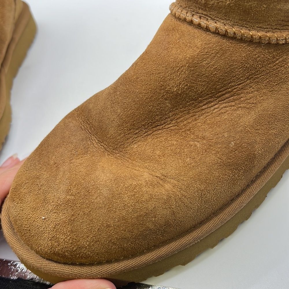 Ugg Tall Winter Boots Brown Leather Sheep Womens Size 7 - Picture 13 of 16